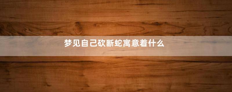 梦见自己砍断蛇寓意着什么
