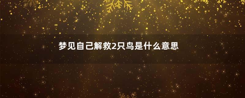 梦见自己解救2只鸟是什么意思