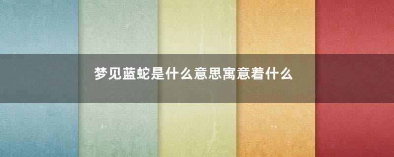 梦见蓝蛇是什么意思寓意着什么