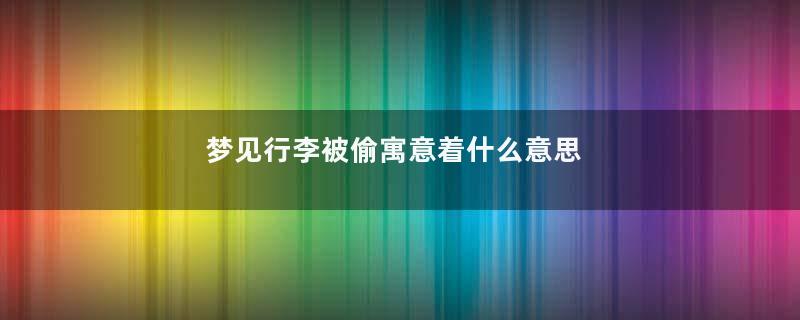 梦见行李被偷寓意着什么意思