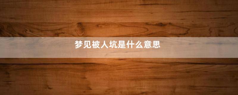 梦见被人坑是什么意思