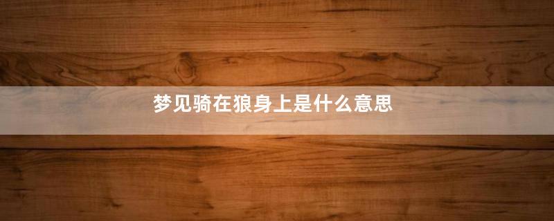 梦见骑在狼身上是什么意思