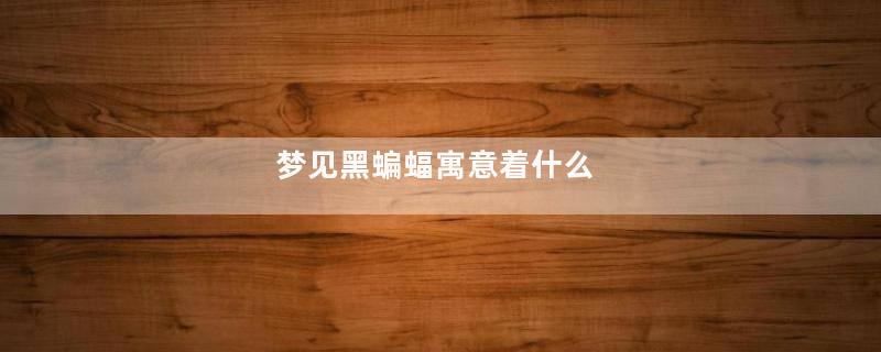梦见黑蝙蝠寓意着什么