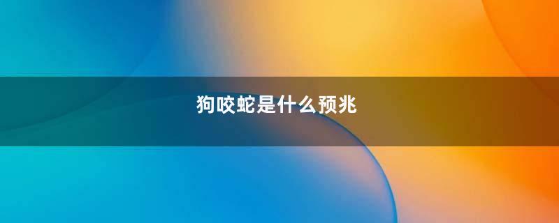 狗咬蛇是什么预兆