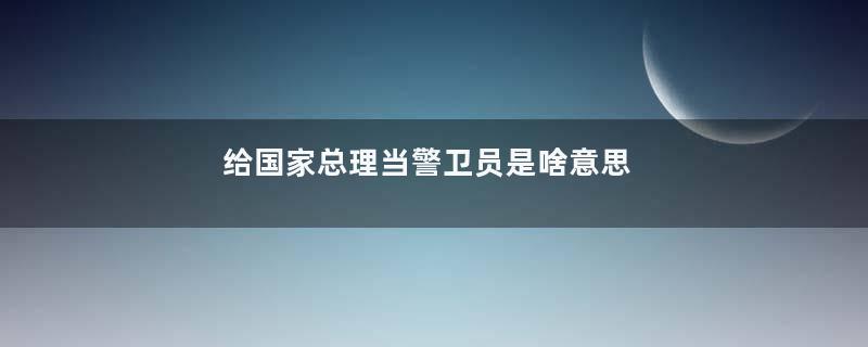 给国家总理当警卫员是啥意思